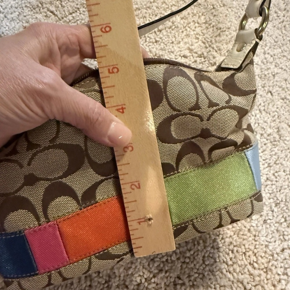 Coach Signature Canvas Shoulder Bag with Colorful Accents - Picture 12 of 12